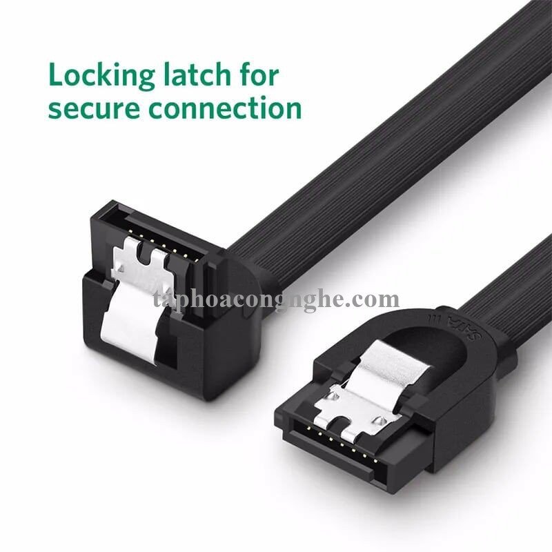 Ugreen 20998 Màu Đen Cáp SATA 3.0 dây dẹt Bẻ Góc 90 Độ 20998 30020998